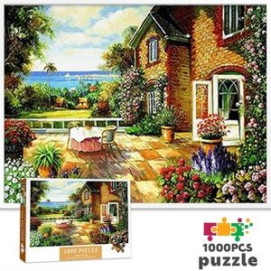 Coastal Garden Cottage 1000-Piece Puzzle - Sea Villa Sunny Brick House